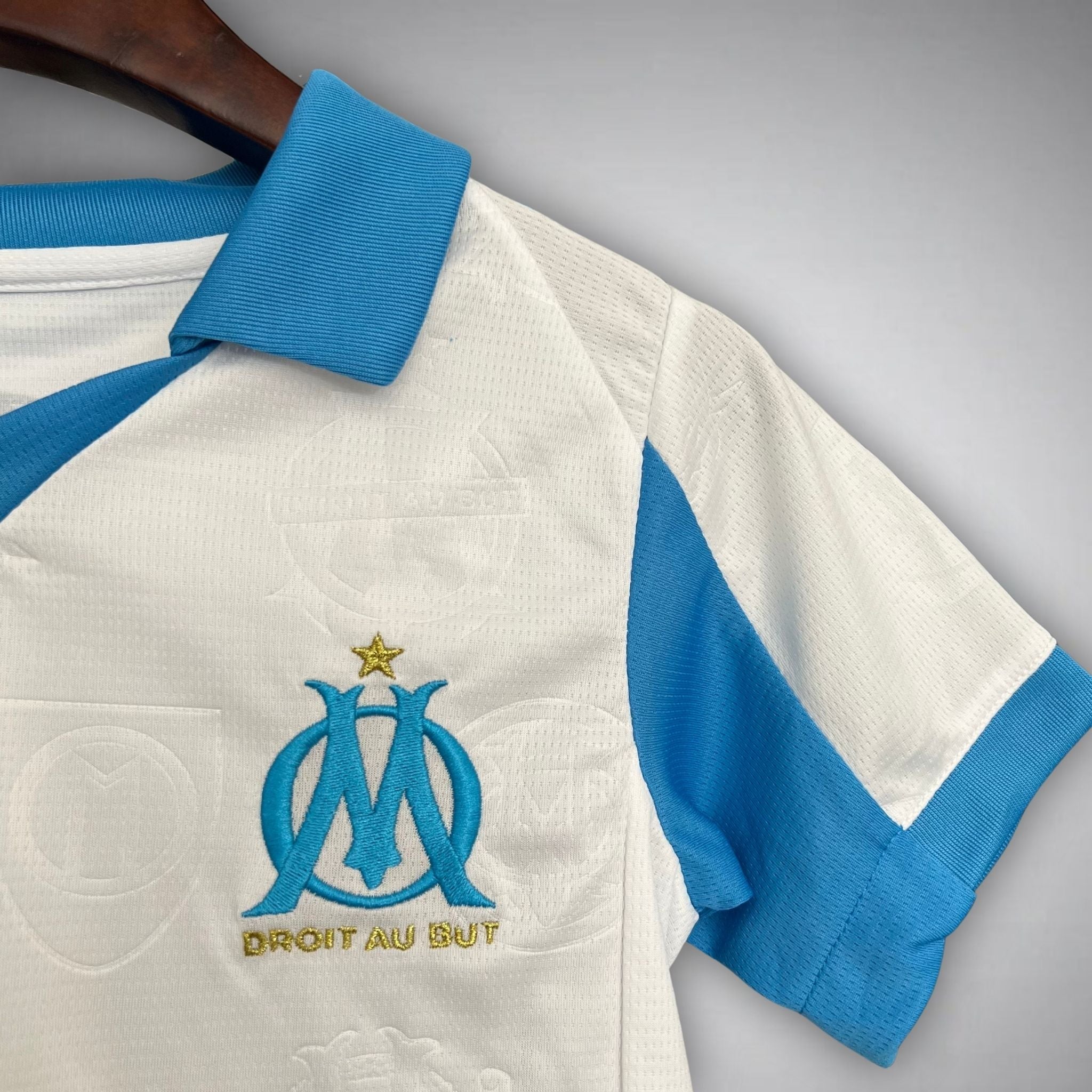25/26 Marseille Home Kids Size Kit from FootballPrestige.club - Premium Football Kits