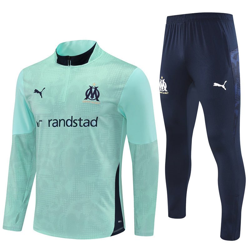 25/26 Marseille Training Mint Green Kids Size Tracksuit from FootballPrestige.com - Premium Football Kits