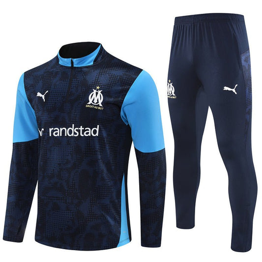 25/26 Marseille Training Navy Blue Kids Size Tracksuit from FootballPrestige.com - Premium Football Kits