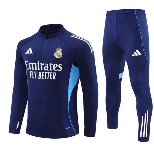 25/26 Real Madrid Training Blue Kids Size Tracksuit from FootballPrestige.com - Premium Football Kits