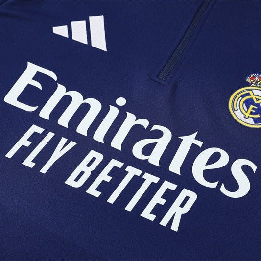 25/26 Real Madrid Training Blue Kids Size Tracksuit from FootballPrestige.com - Premium Football Kits