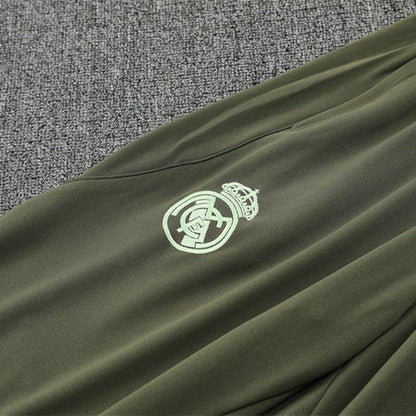25/26 Real Madrid Training Dark Olive Kids Size Tracksuit from FootballPrestige.com - Premium Football Kits