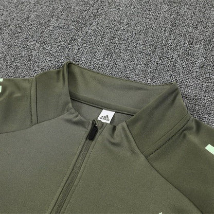25/26 Real Madrid Training Dark Olive Kids Size Tracksuit from FootballPrestige.com - Premium Football Kits