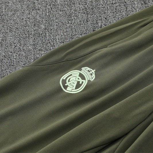 25/26 Real Madrid Training Dark Olive Tracksuit from FootballPrestige.com - Premium Football Kits