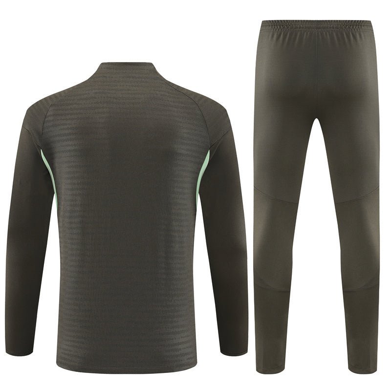 25/26 Real Madrid Training Dark Olive Tracksuit from FootballPrestige.com - Premium Football Kits