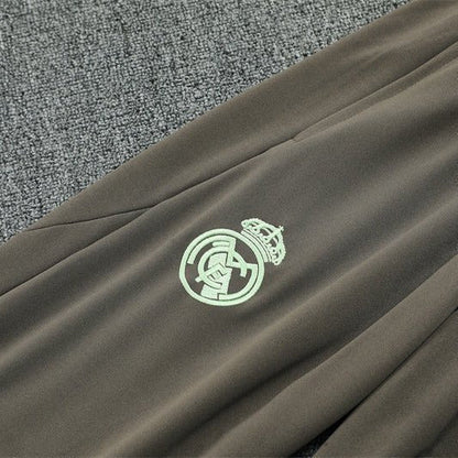 25/26 Real Madrid Training Dark Olive Tracksuit from FootballPrestige.com - Premium Football Kits