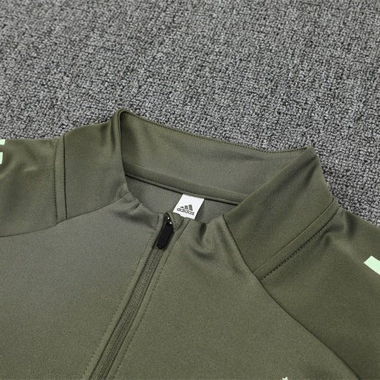 25/26 Real Madrid Training Dark Olive Tracksuit from FootballPrestige.com - Premium Football Kits
