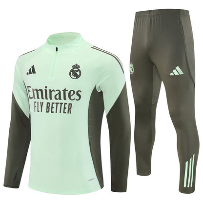 25/26 Real Madrid Training Lime Green Kids Size Tracksuit from FootballPrestige.com - Premium Football Kits