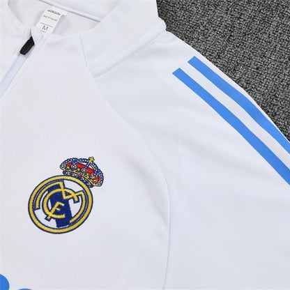 25/26 Real Madrid Training White/Light Blue Tracksuit from FootballPrestige.com - Premium Football Kits