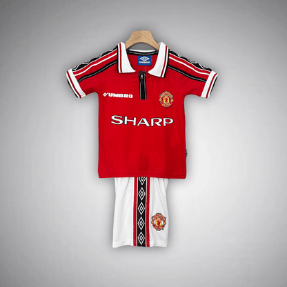98/99 Manchester United Home Kids Size Kit - Premium Quality Kits at FootballPrestige.store