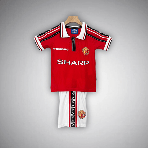 98/99 Manchester United Home Kids Size Kit - Premium Quality Kits at FootballPrestige.store