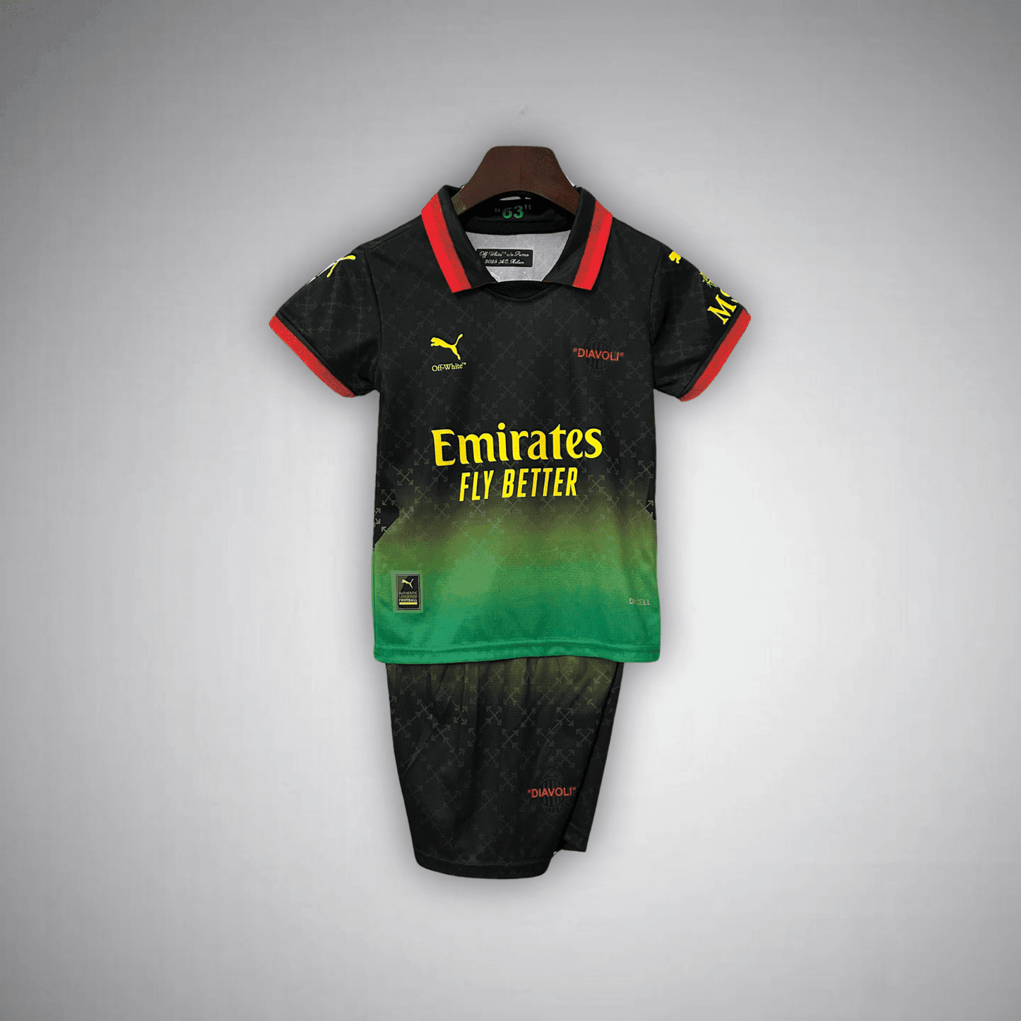 AC Milan x Off - White "Diavoli" Premium Kids Size Kit from FootballPrestige.com - Premium Football Kits