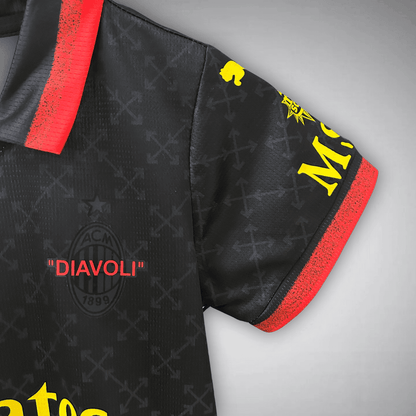 AC Milan x Off - White "Diavoli" Premium Kids Size Kit from FootballPrestige.com - Premium Football Kits