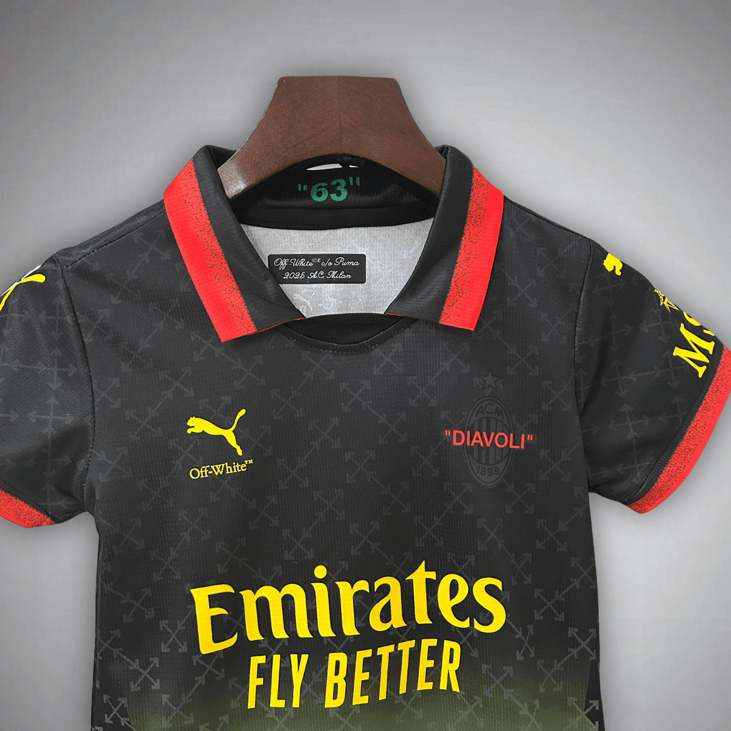 AC Milan x Off-White "Diavoli" Premium Kids Size Kit from FootballPrestige.club - Premium Football Kits