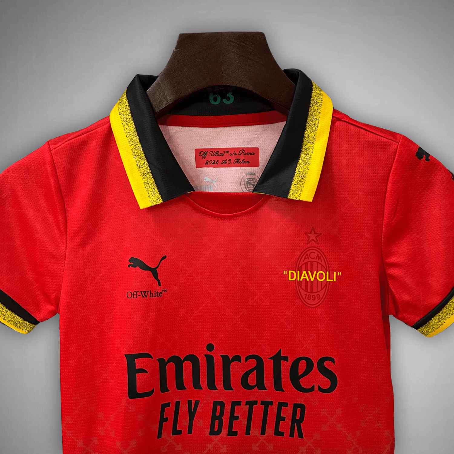 AC Milan x Off-White Premium Kids Size Kit from FootballPrestige.club - Premium Football Kits