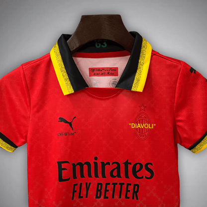 AC Milan x Off - White Premium Kids Size Kit from FootballPrestige.com - Premium Football Kits