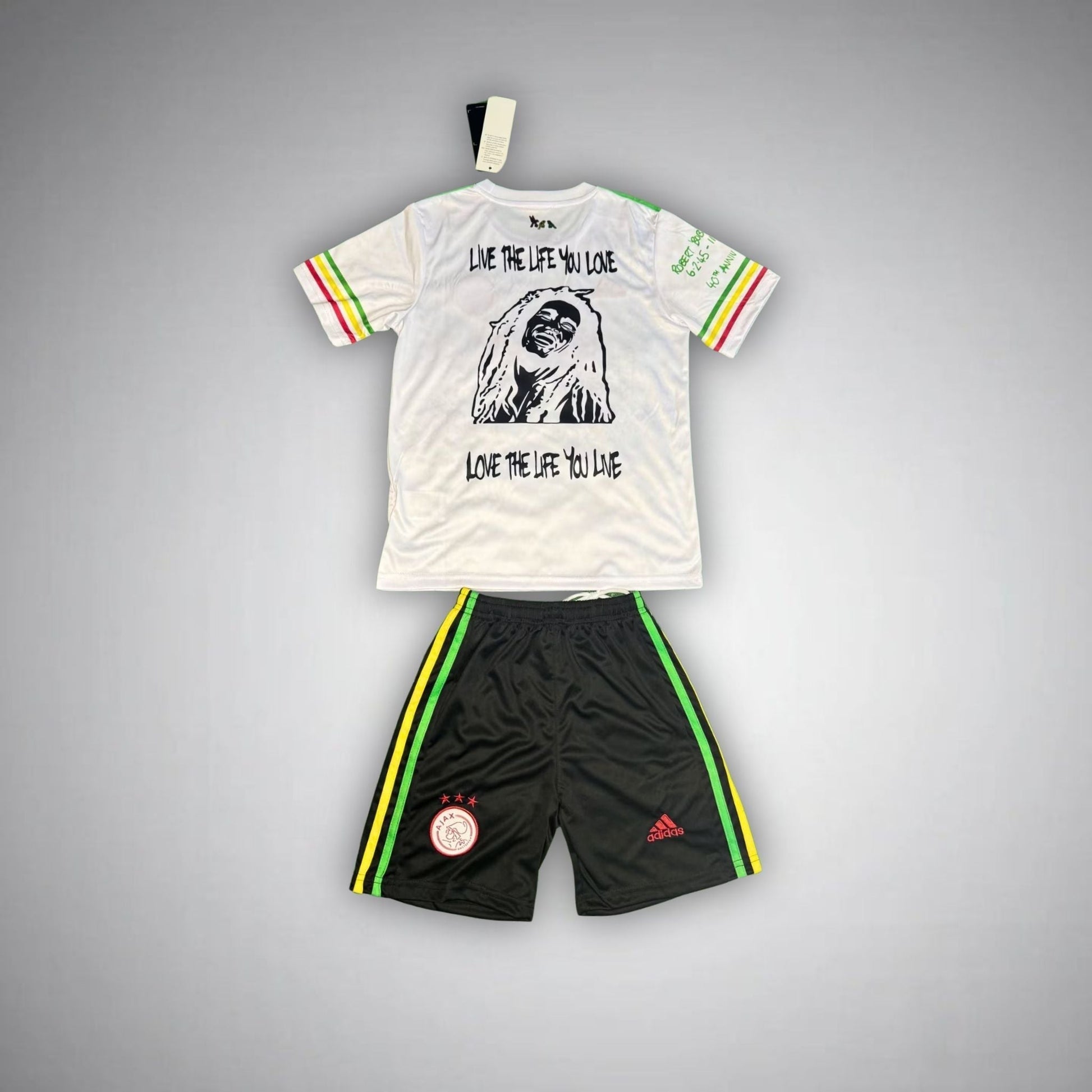 Ajax "Bob Marley" White Premium Kids Size Kit from FootballPrestige.com - Premium Football Kits