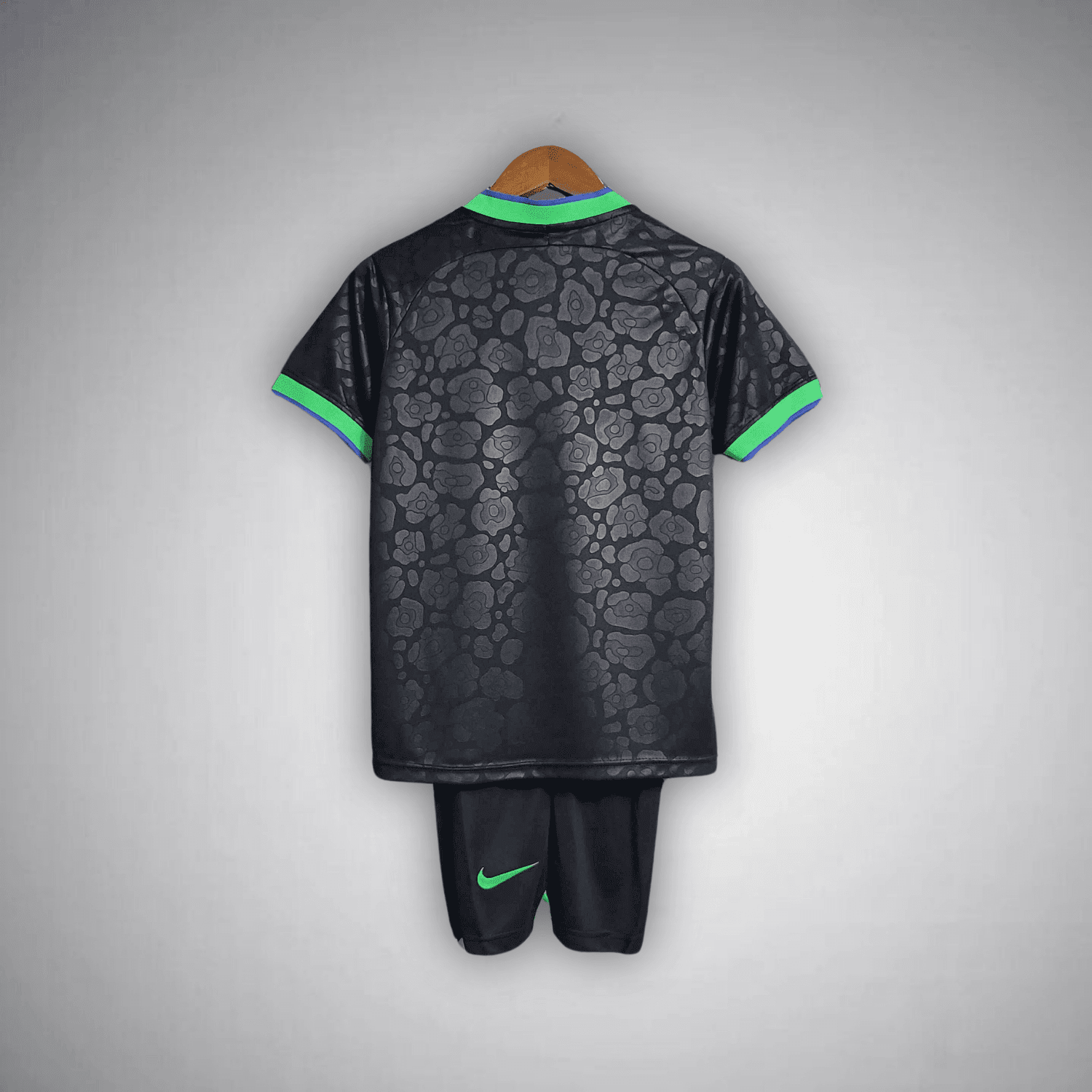 Brazil "Black Leopard" Premium Kids Size Kit from FootballPrestige.club - Premium Football Kits