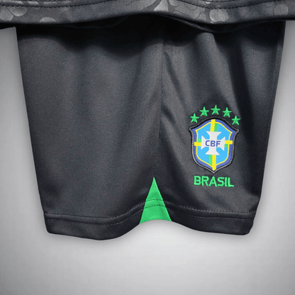 Brazil "Black Leopard" Premium Kids Size Kit from FootballPrestige.com - Premium Football Kits