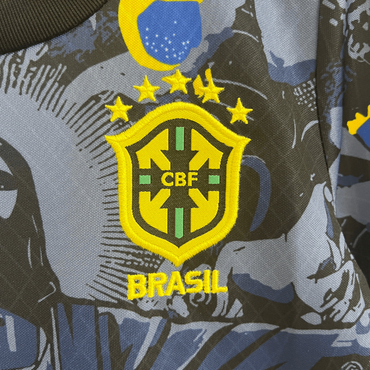 Brazil "Jesus" Premium Blue Kids Size Kit from FootballPrestige.club - Premium Football Kits