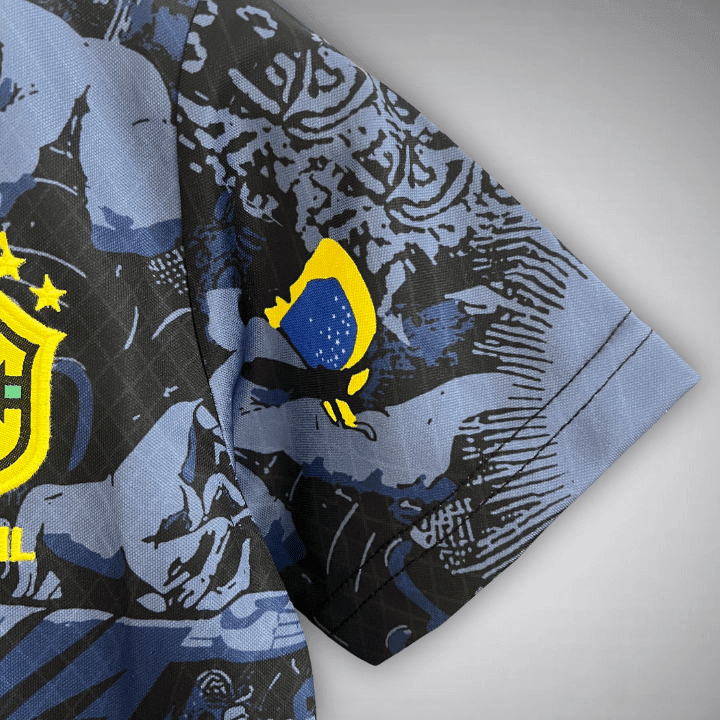 Brazil "Jesus" Premium Blue Kids Size Kit from FootballPrestige.com - Premium Football Kits