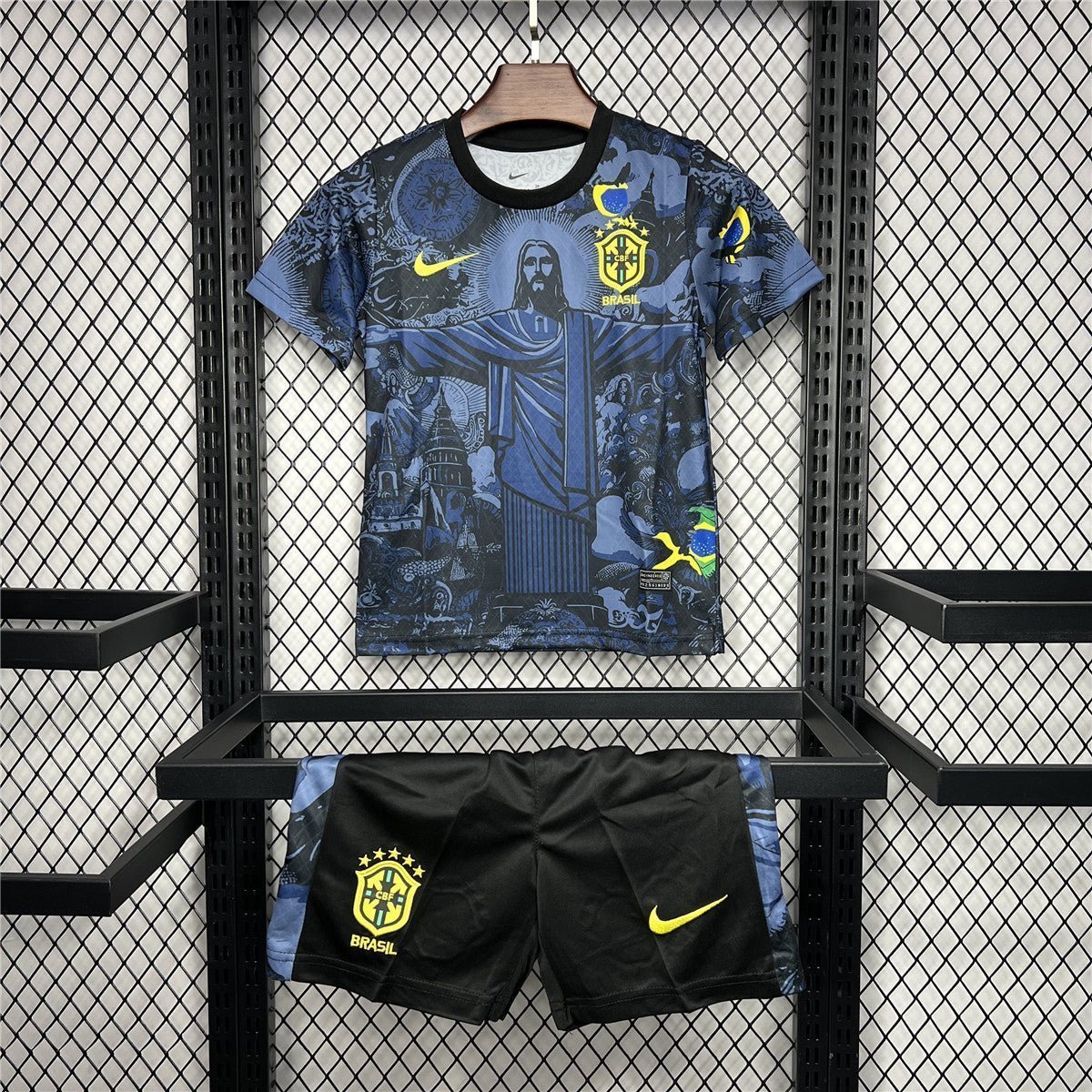 Brazil "Jesus" Premium Blue Kit from FootballPrestige.club - Premium Football Kits