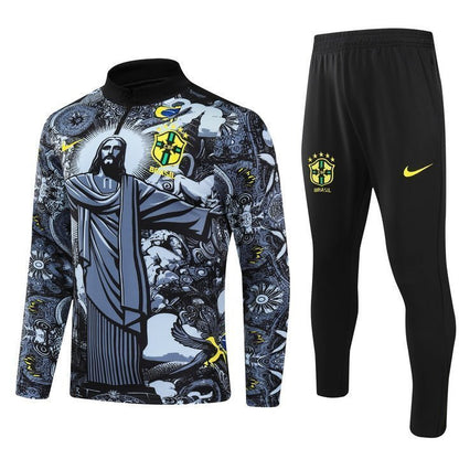 Brazil "Jesus" Premium Kids Size Tracksuit from FootballPrestige.com - Premium Football Kits