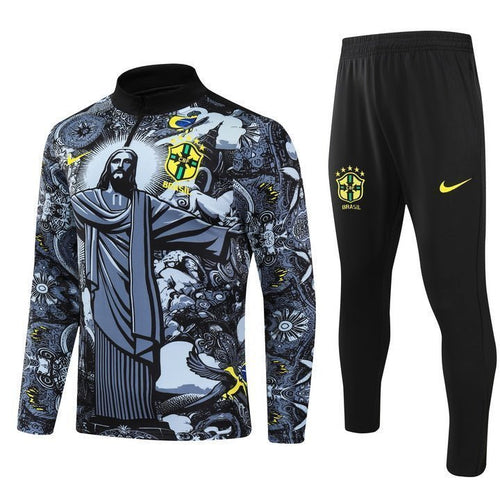 Brazil "Jesus" Premium Kids Size Tracksuit from FootballPrestige.com - Premium Football Kits
