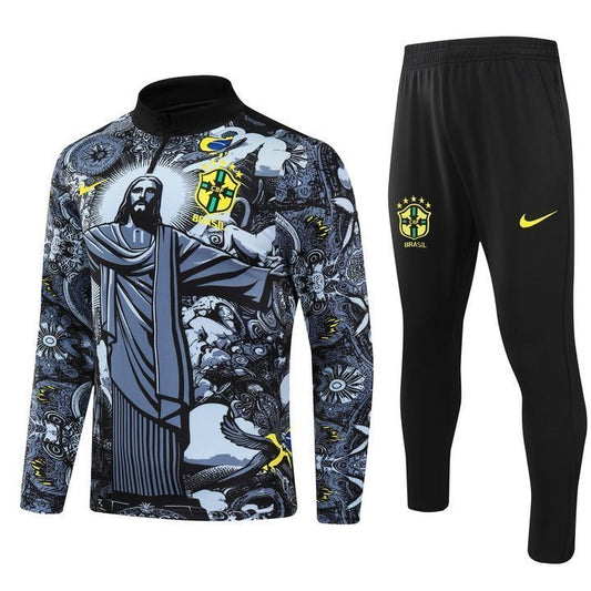 Brazil "Jesus" Premium Kids Size Tracksuit from FootballPrestige.com - Premium Football Kits