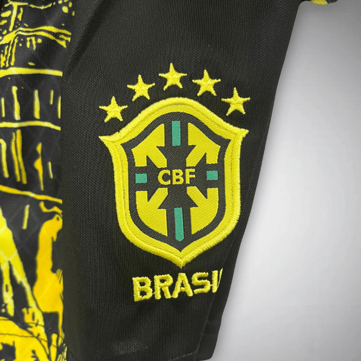 Brazil "Jesus" Premium Kids Size Yellow Kit from FootballPrestige.com - Premium Football Kits