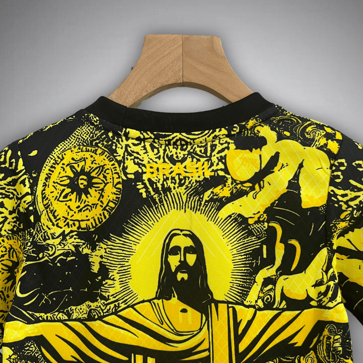 Brazil "Jesus" Premium Kids Size Yellow Kit from FootballPrestige.com - Premium Football Kits