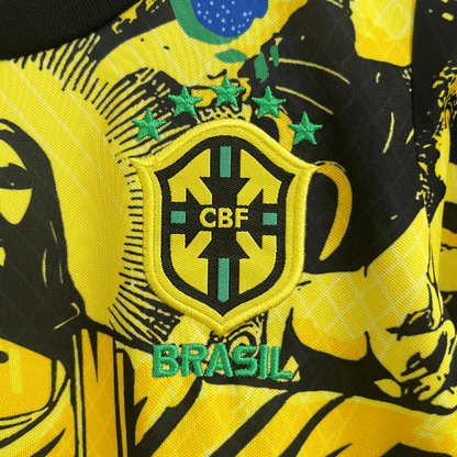 Brazil "Jesus" Premium Kids Size Yellow Kit from FootballPrestige.com - Premium Football Kits
