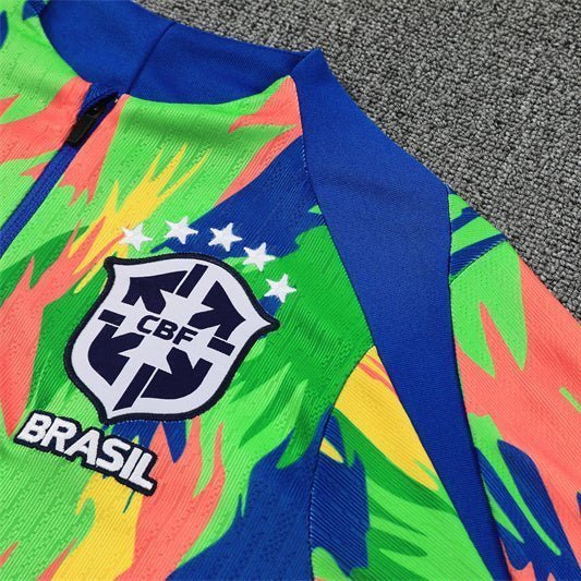 Brazil "Tropical Inferno" Premium Kids Size Tracksuit from FootballPrestige.com - Premium Football Kits