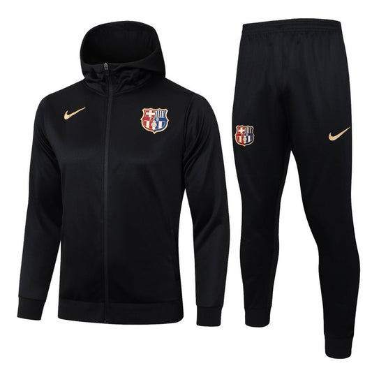 FC Barcelona Black Premium Tracksuit from FootballPrestige.club - Premium Football Kits