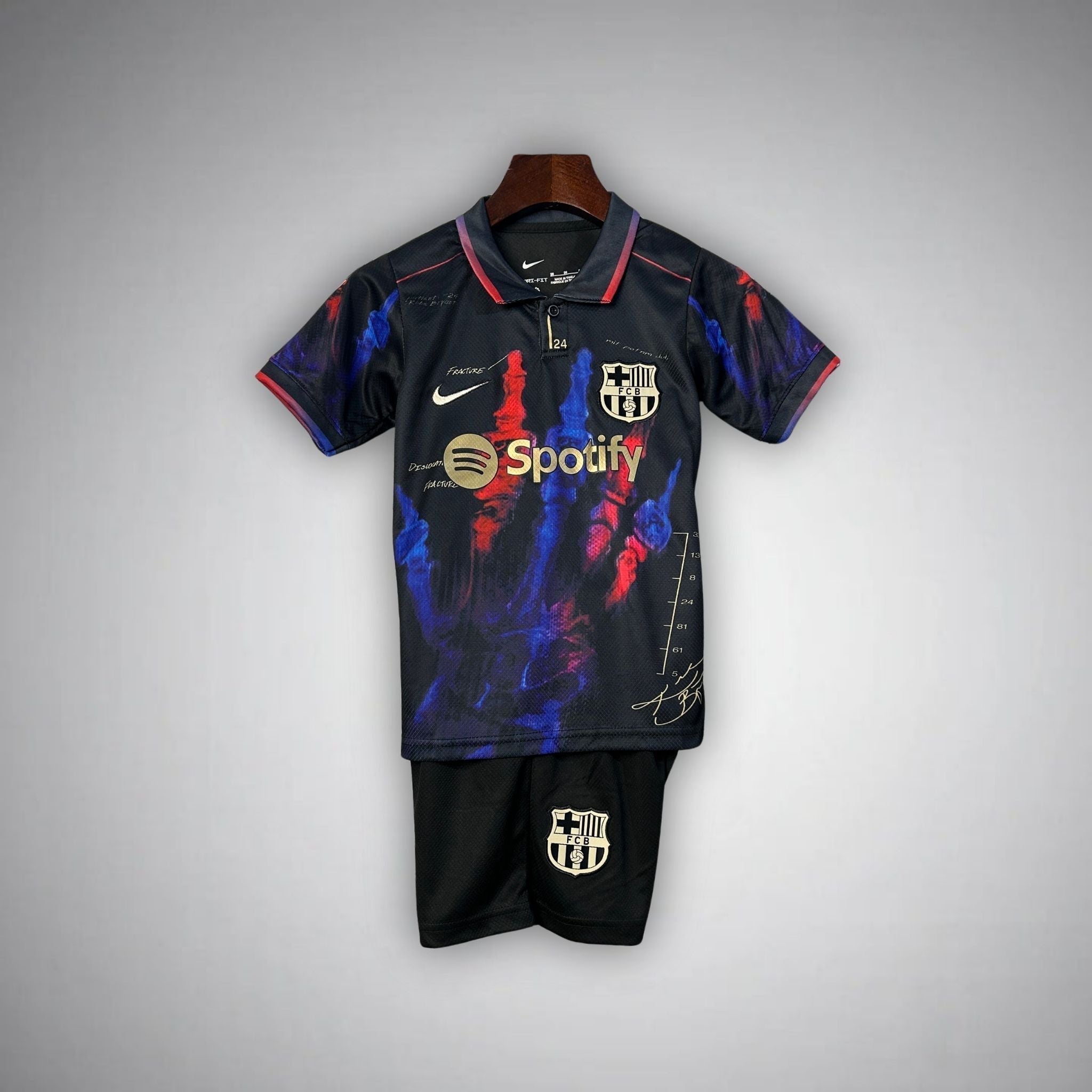FC Barcelona "Blood and Colors" Premium Kids Size Kit from FootballPrestige.club - Premium Football Kits