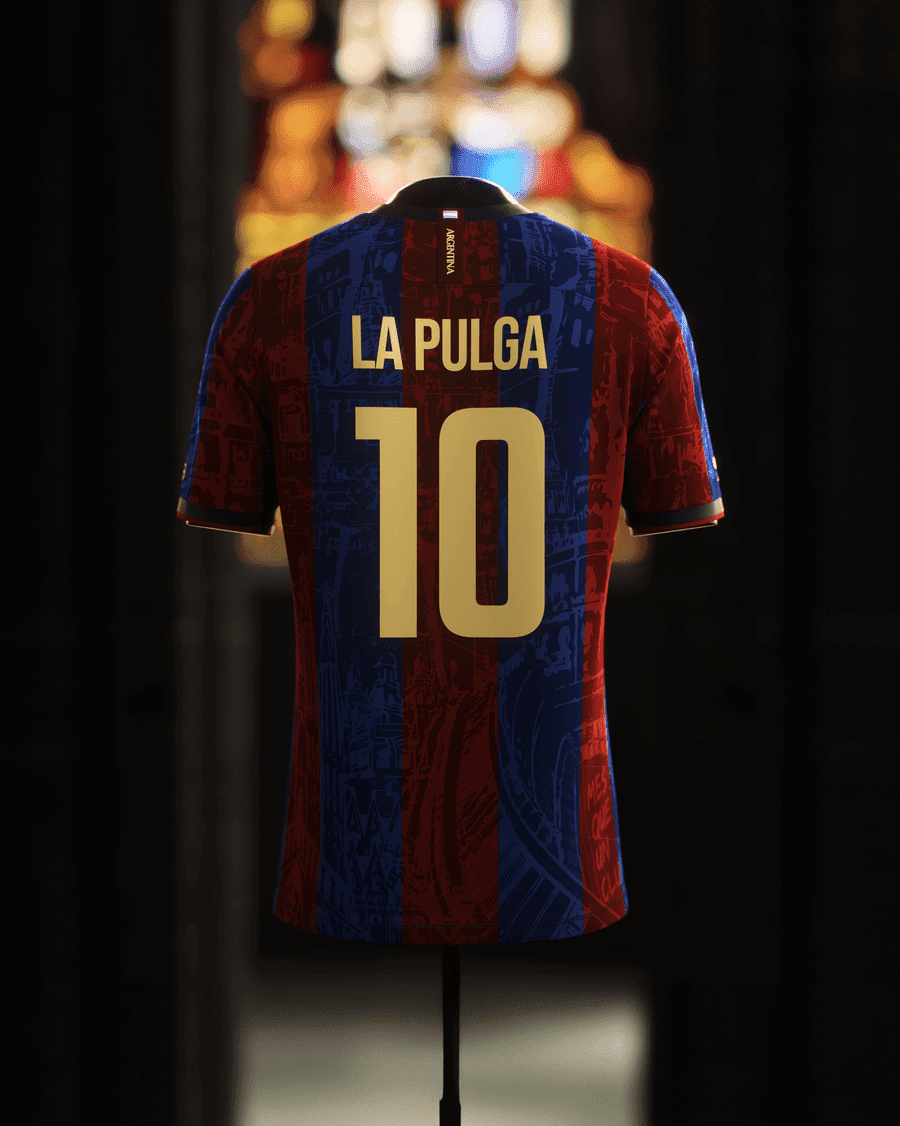 FC Barcelona "La Pulga" Premium Kit from FootballPrestige.club - Premium Football Kits