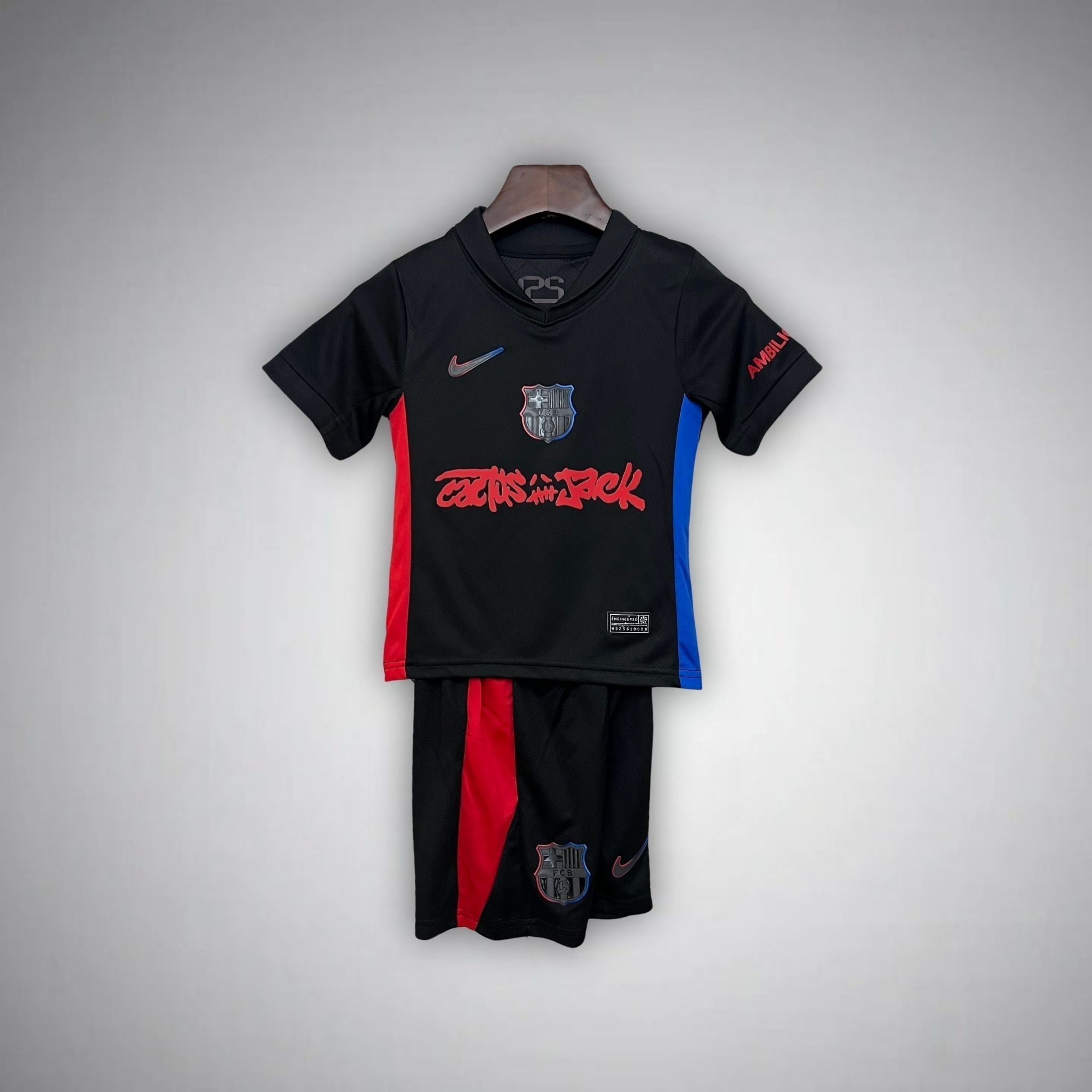 FC Barcelona x Cactus Jack Away Kids Size Kit from FootballPrestige.club - Premium Football Kits