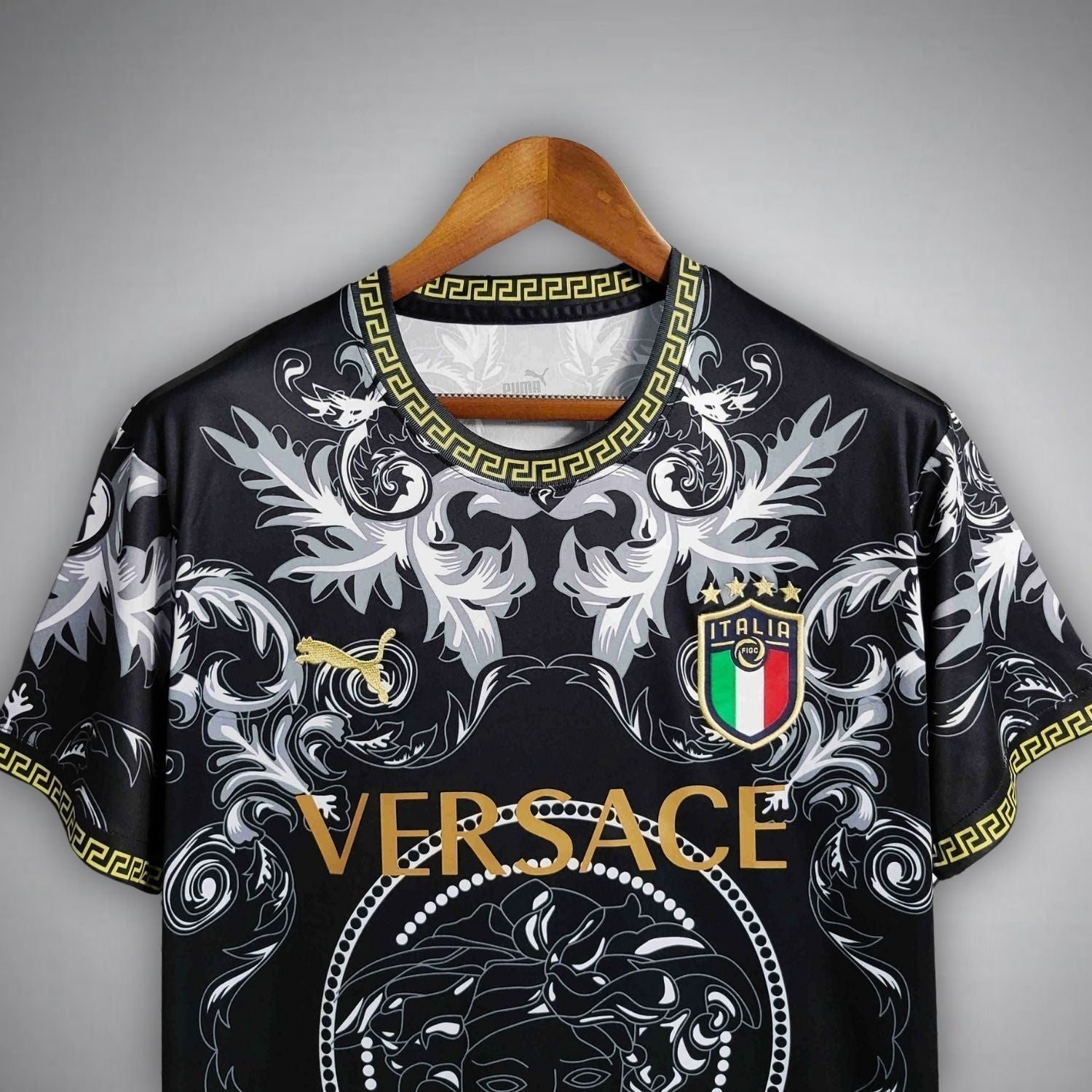 Italy "Versace" Premium Black Kit from FootballPrestige.com - Premium Football Kits