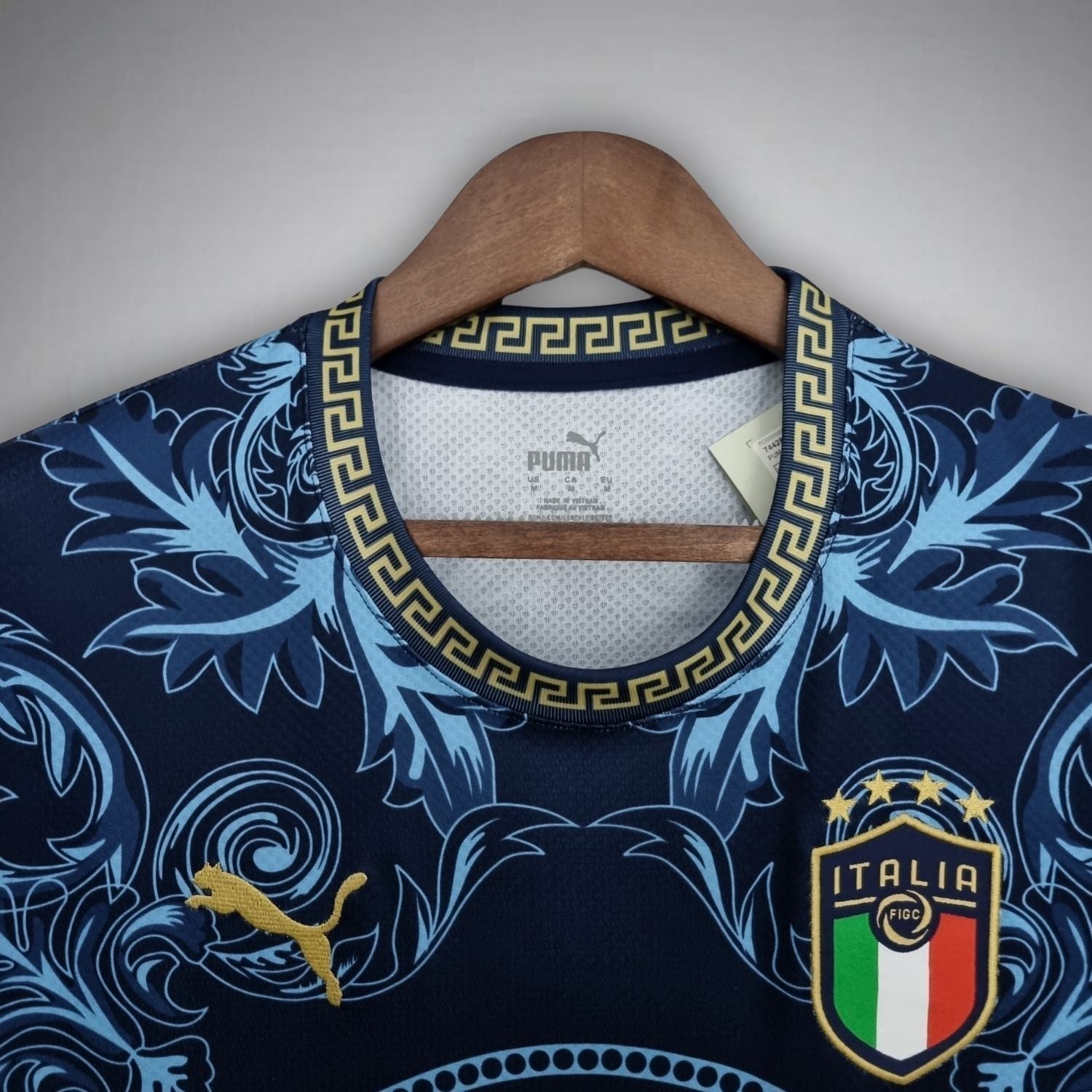 Italy "Versace" Premium Dark Blue Kit from FootballPrestige.club - Premium Football Kits