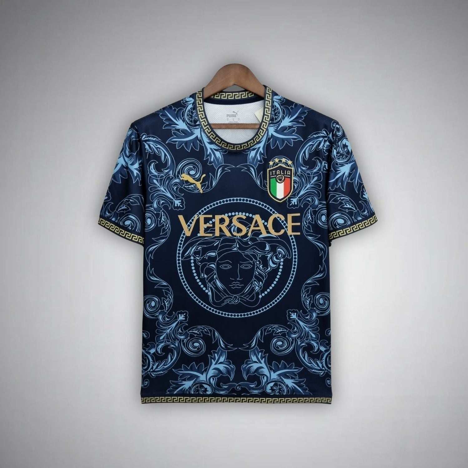 Italy "Versace" Premium Dark Blue Kit from FootballPrestige.club - Premium Football Kits