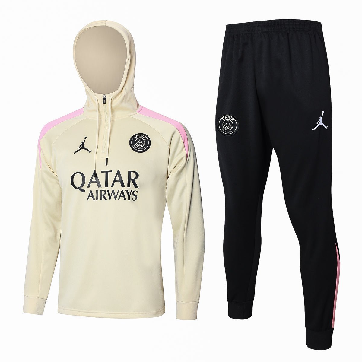PSG Beige and Black Premium Tracksuit from FootballPrestige.shop - Premium Concept kits
