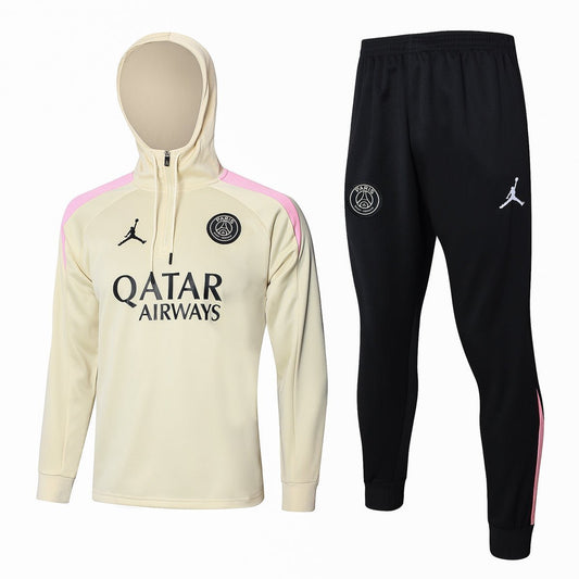 PSG Beige and Black Premium Tracksuit from FootballPrestige.shop - Premium Concept kits