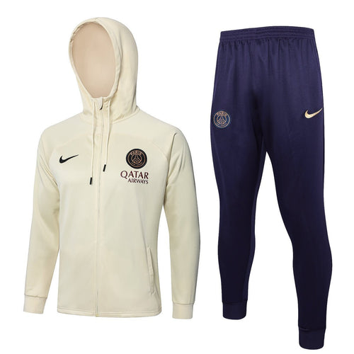 PSG Beige and Dark Blue Premium Tracksuit from FootballPrestige.shop - Premium Concept kits
