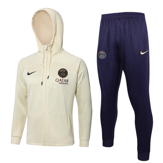 PSG Beige and Dark Blue Premium Tracksuit from FootballPrestige.shop - Premium Concept kits