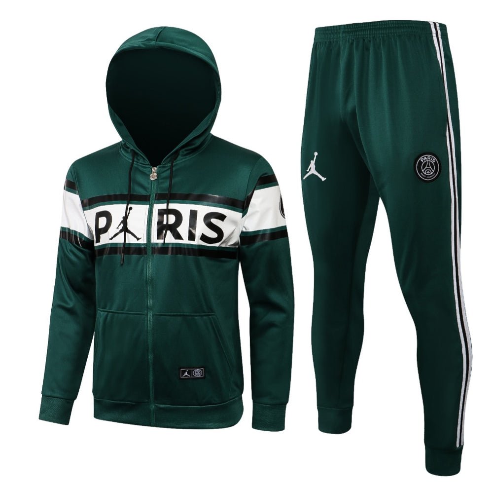 PSG Dark Green and White Premium Tracksuit from FootballPrestige.shop - Premium Concept kits