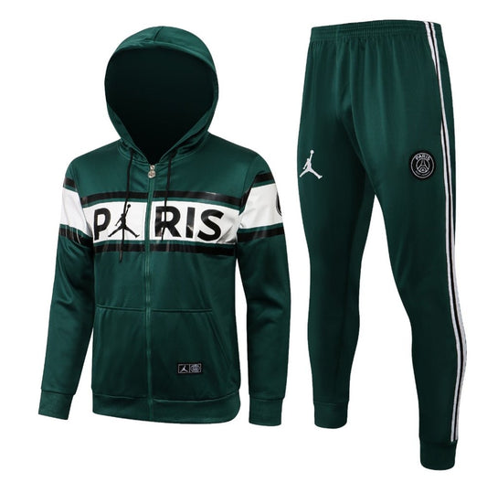 PSG Dark Green and White Premium Tracksuit from FootballPrestige.shop - Premium Concept kits