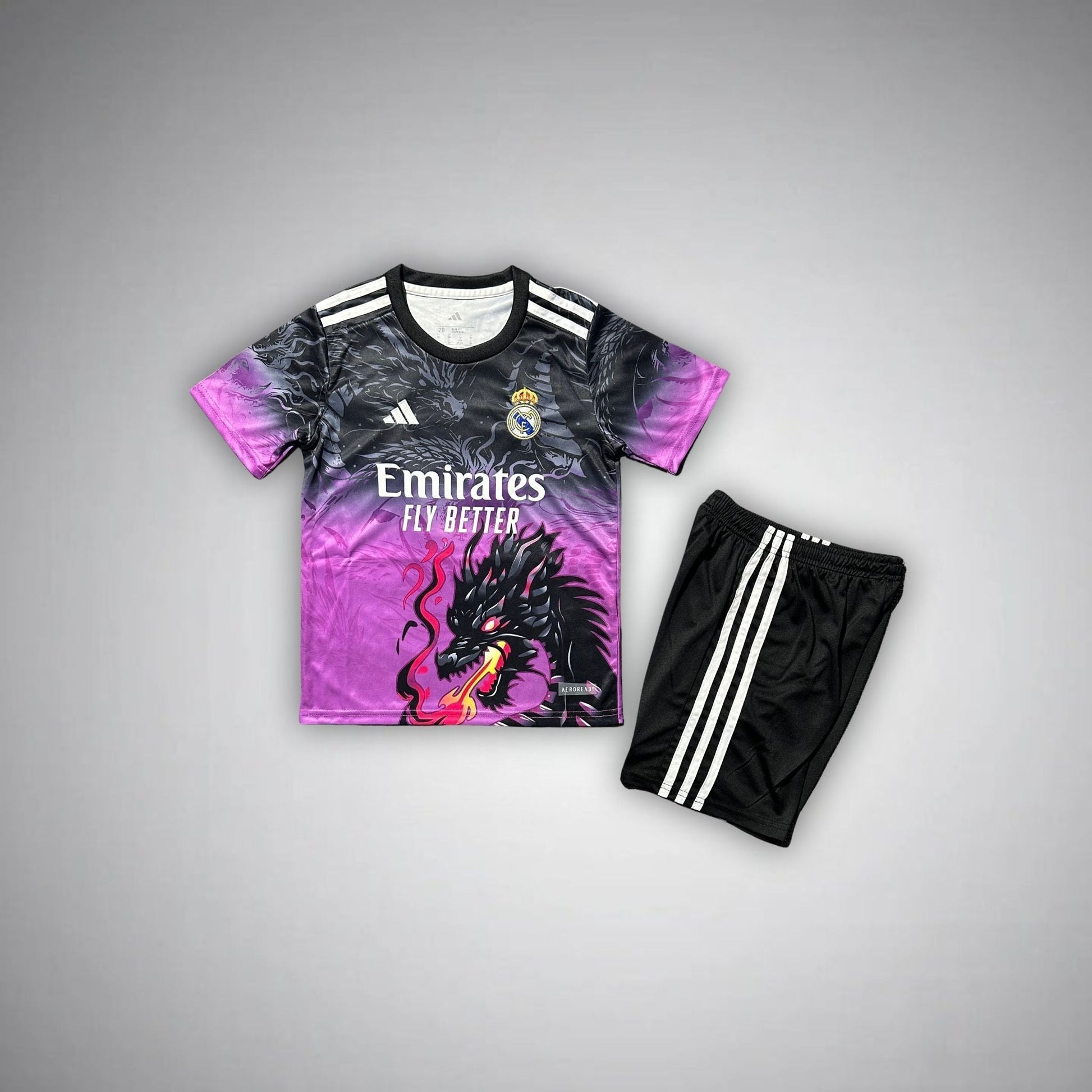 Real Madrid "Amethyst Flame" Premium Kids Size Kit from FootballPrestige.com - Premium Football Kits