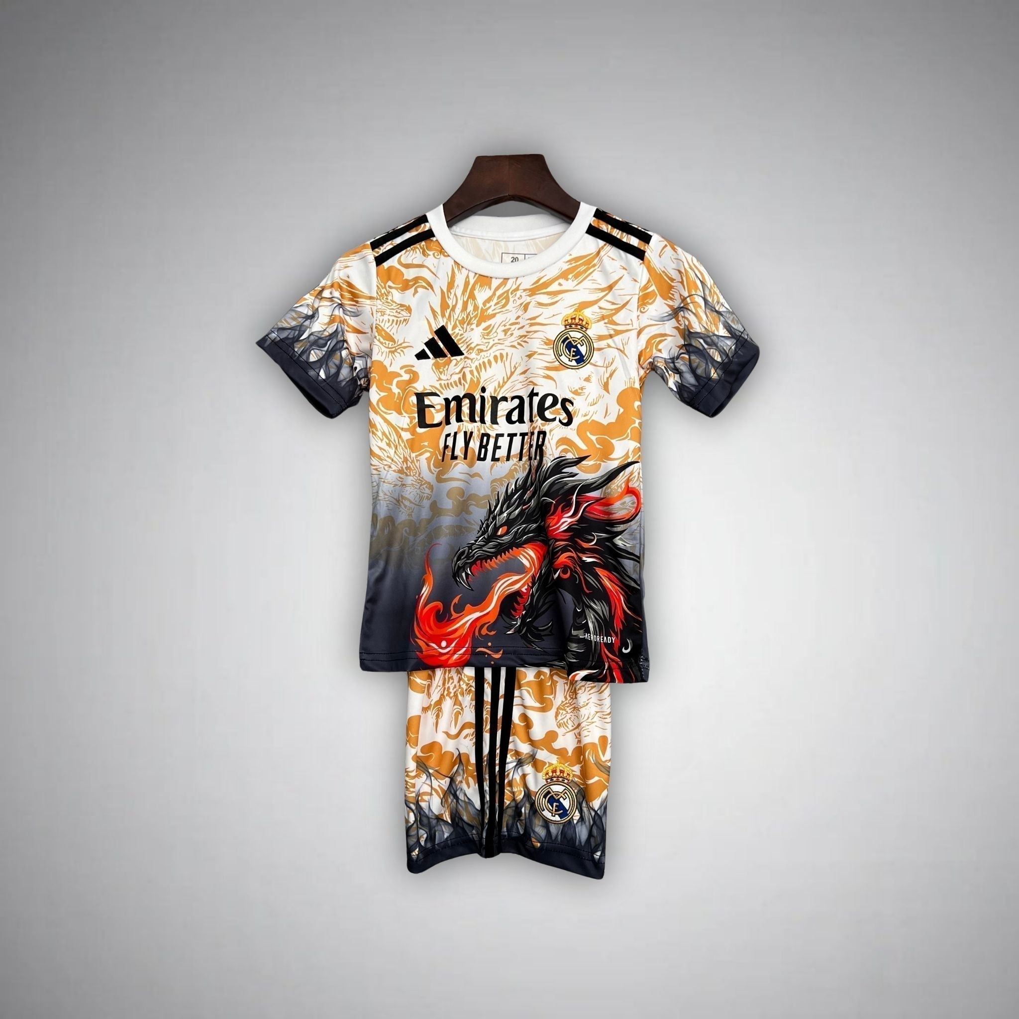 Real Madrid "Draconic Flame" Premium Kids Size Kit from FootballPrestige.club - Premium Football Kits