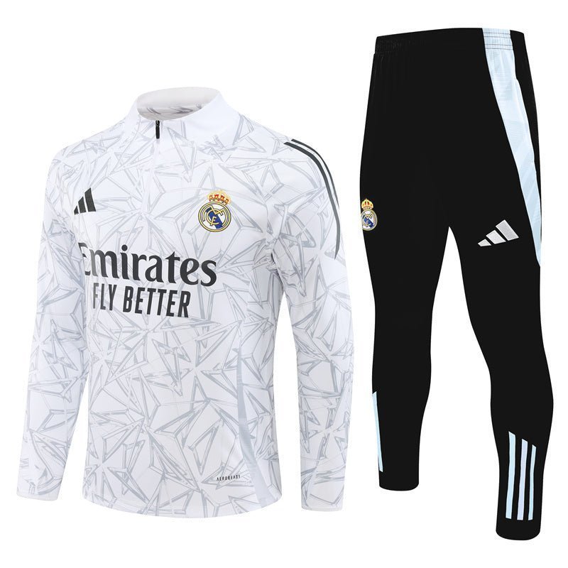 Real Madrid "White Armor" Premium Kids Size Tracksuit from FootballPrestige.com - Premium Football Kits