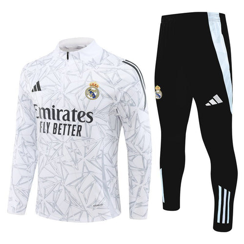 Real Madrid "White Armor" Premium Kids Size Tracksuit from FootballPrestige.com - Premium Football Kits